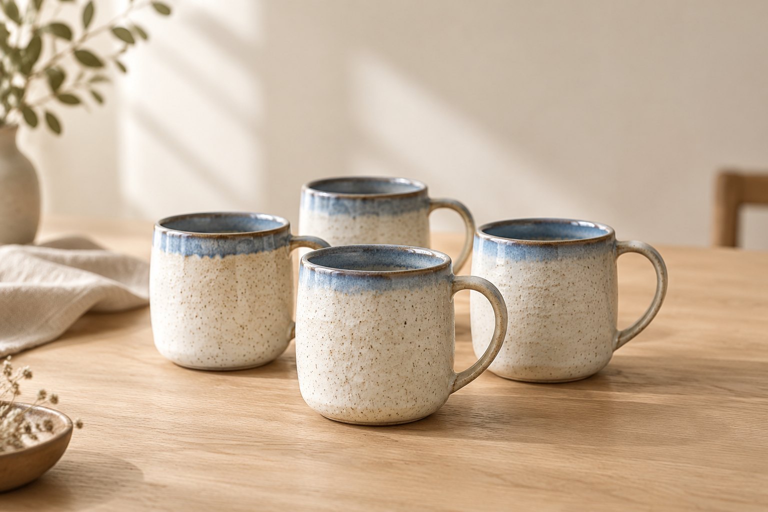 Stoneware Mugs, set of four